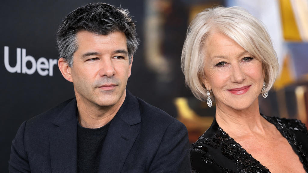 Travis Kalanick and Helen Mirren